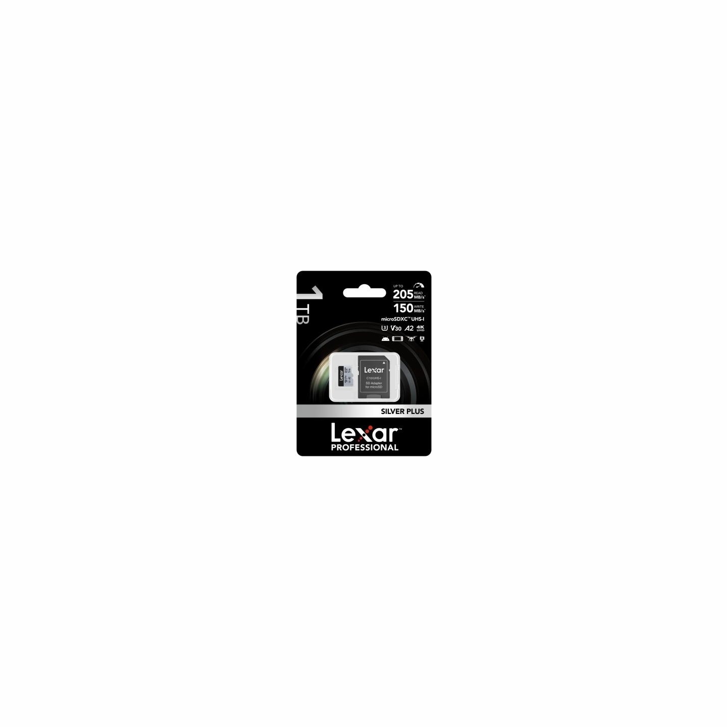 Lexar Memory card microSD 1TB C10 A2 U3 V30 205/150MB/s Silver Plus