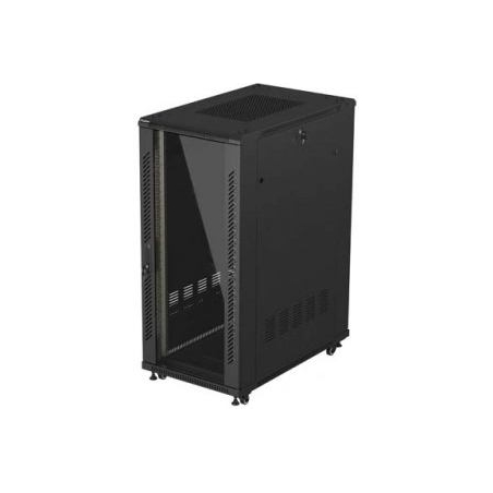 Lanberg 19-inch 27U floor-standing rack cabinet, 600x1000, glass door, (flat-pack), black