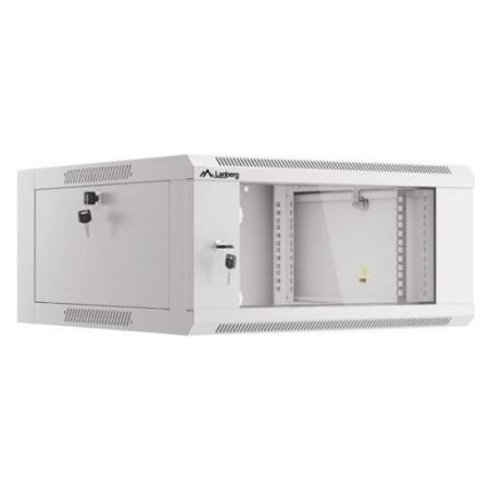 Lanberg 19-inch 4U 600 hanging rack installation cabinet, gray with glass doors (folded)