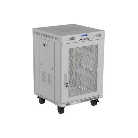 Lanberg 19-inch 15U floor-standing rack cabinet, 600x600, perforated door, LCD (flat-pack), grey