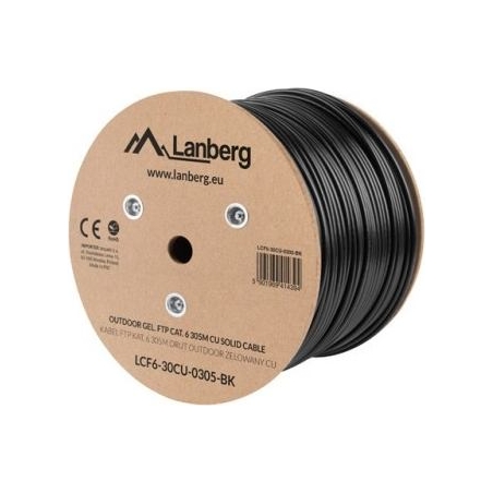 Lanberg Cable LAN FTP CAT-6 305M wire outdoor gel cu fluke, black