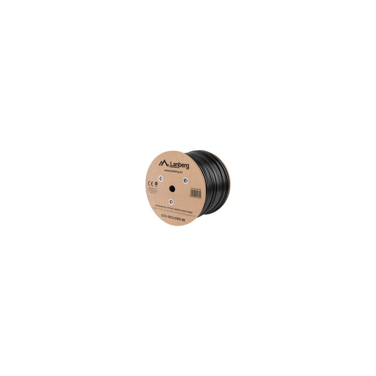 Lanberg Cable LAN FTP CAT-6 305M wire outdoor gel cu fluke, black
