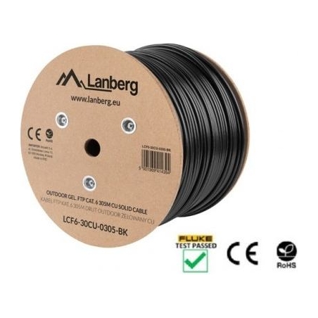 Lanberg Cable LAN FTP CAT-6 305M wire outdoor gel cu fluke, black