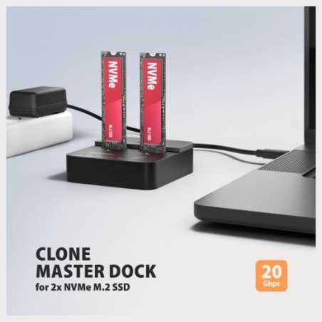 Axagon ADSA-M2C22L USBC 2xNVMe M.2 20Gbps dock station