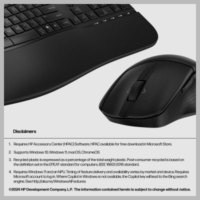 HP 685 Comfort Dual-Mode Keyboard and Mouse Combo, spill resistant - Black - US ENG / 8T6L7UT#ABB