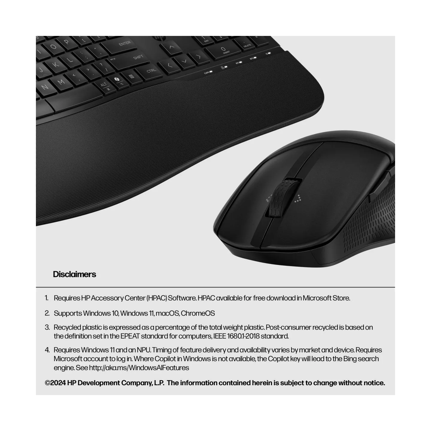 HP 685 Comfort Dual-Mode Keyboard and Mouse Combo, spill resistant - Black - US ENG / 8T6L7UT#ABB