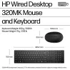 HP 320MK USB Wired Mouse Keyboard Combo, spill resistant – Black - US ENG / 9SR36UT#ABB