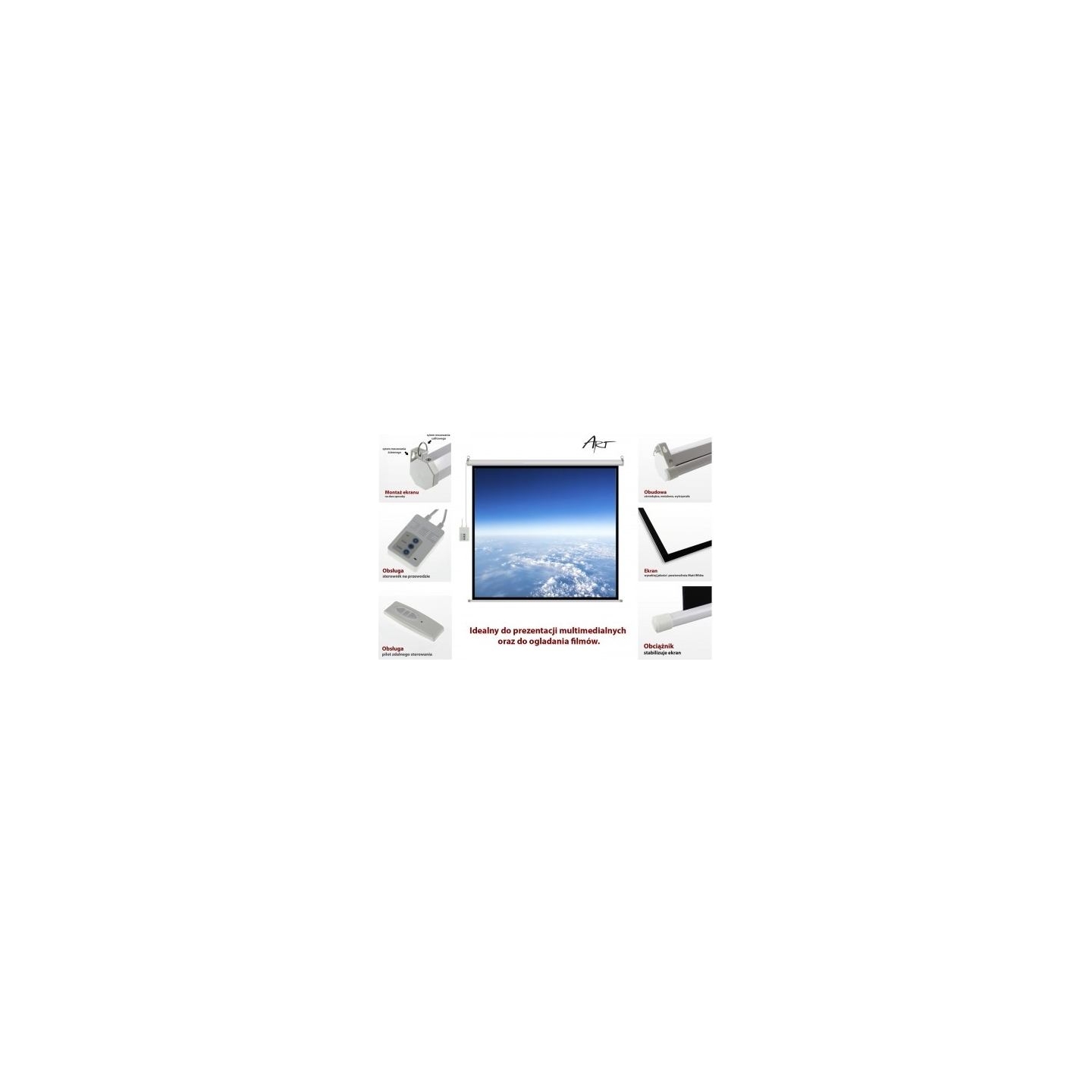 ART Electric screen 100 inches FS-100 4:3 203x152 cm with remote control