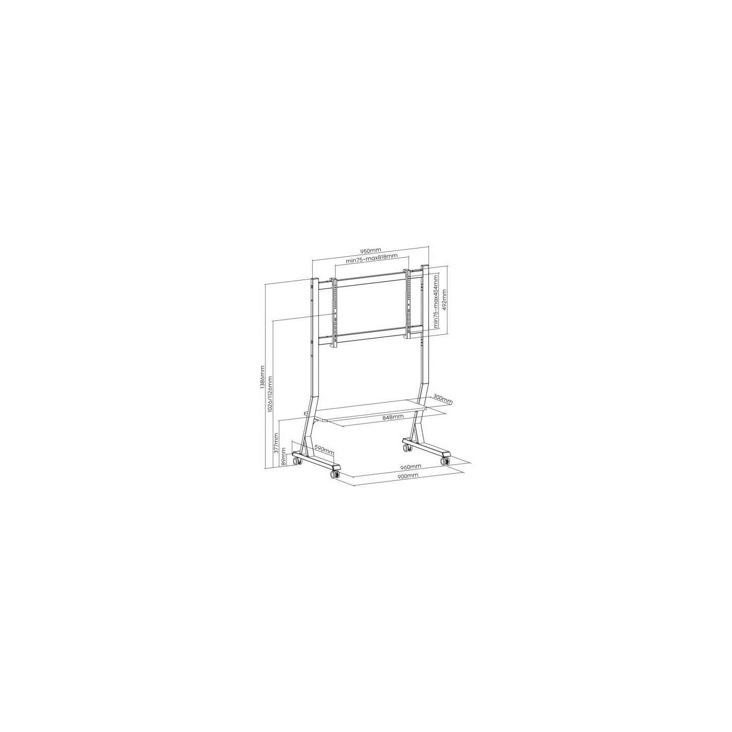 ART Mobile stand + TV mount 45-90 inches 60KG SD-22 Vesa 800x400