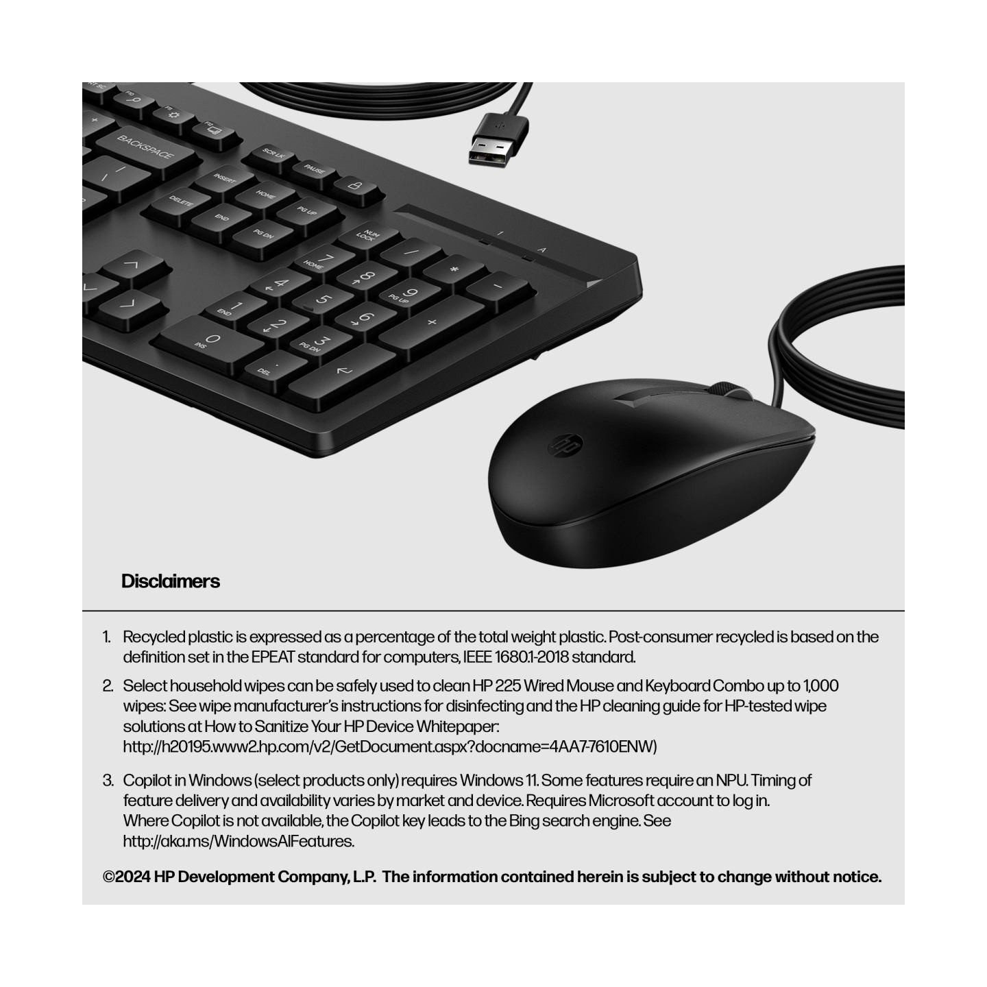 HP 225 Wired Mouse and KB G2 (EN)