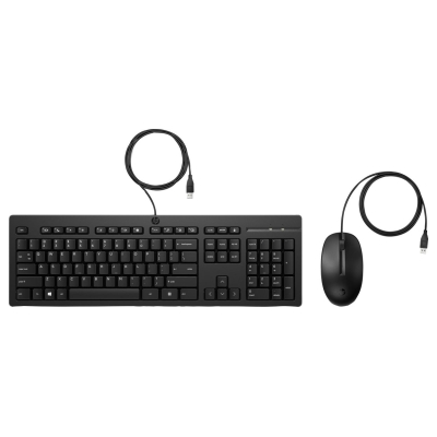 HP 225 G2 USB Wired Mouse Keyboard Combo, Copilot Key, spill resistant - Black - ESTONIAN / AX2Y7AA#ARK