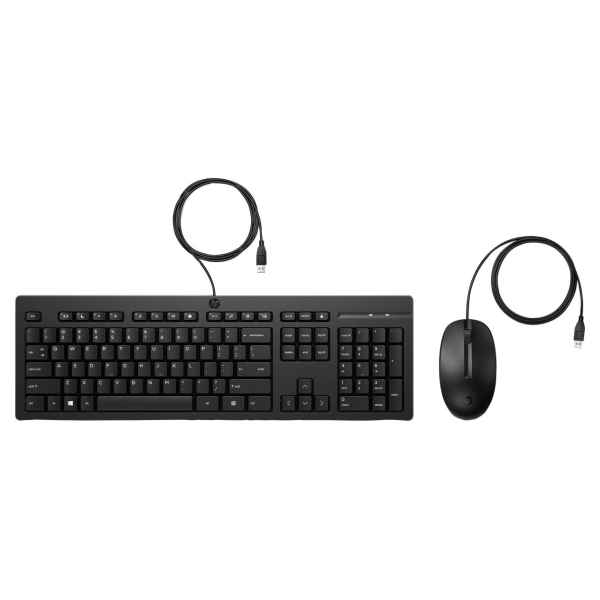 HP 225 G2 USB Wired Mouse Keyboard Combo, Copilot Key, spill resistant - Black - ESTONIAN / AX2Y7AA#ARK