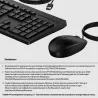 HP 225 G2 USB Wired Mouse Keyboard Combo, Copilot Key, spill resistant - Black - ESTONIAN / AX2Y7AA#ARK