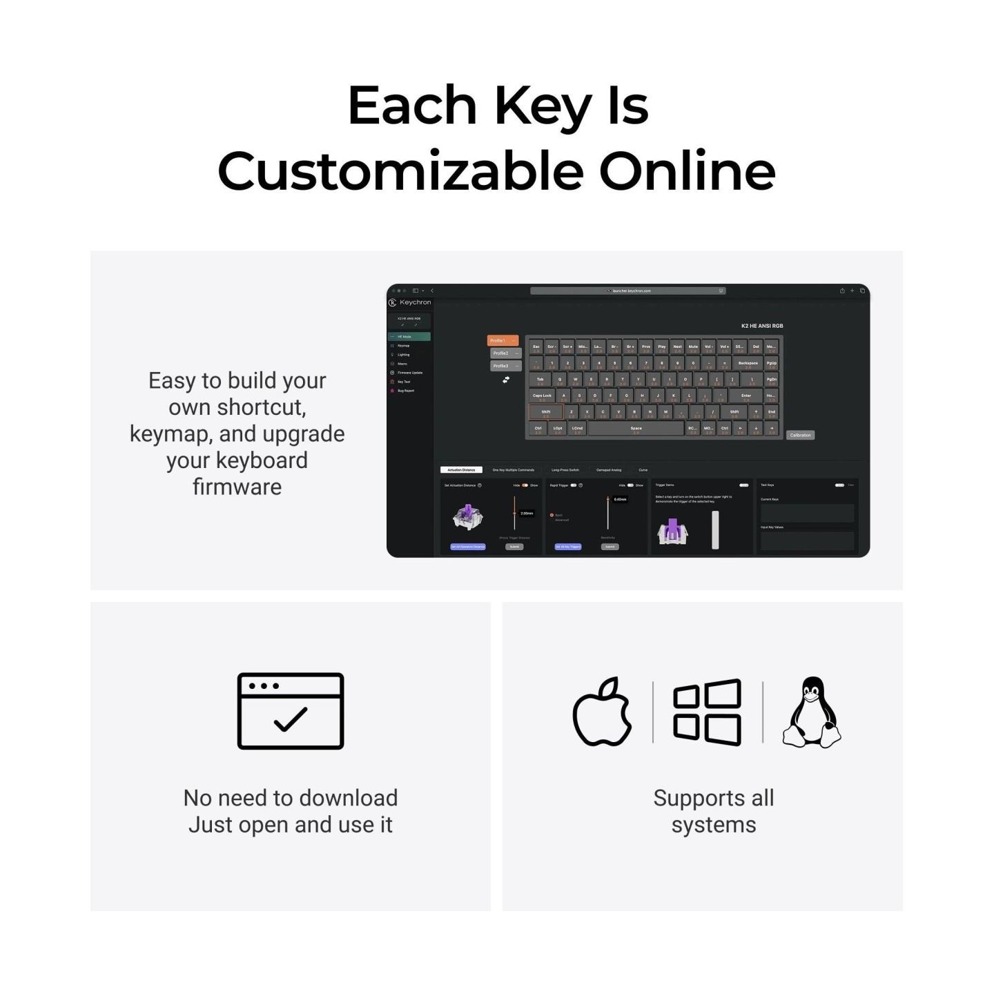 Keychron K2 HE SE - US Layout - Gateron Magnetic Nebula - Carbon Black Wireless Keyboard / K2H-F1