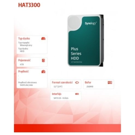 Synology Drive HAT3300-4T 4TB 3,5 SATA 6 Gb/s 5400rpm 3Y