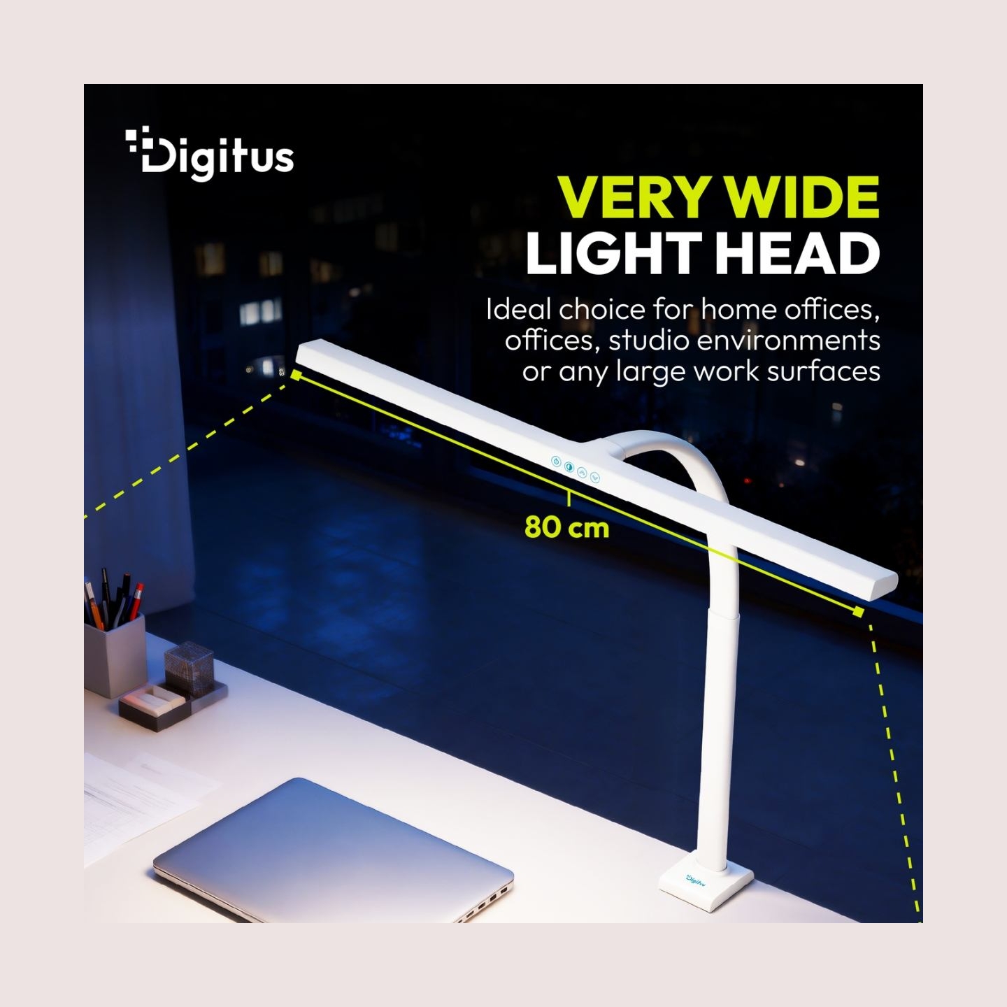 Digitus LED Desk Lamp, 80 cm, White | DA-90493 | 2400 lm | 16 W | 3000-6500 K | Warm white light to white daylight | LED lamp | 