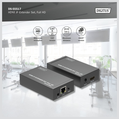 Digitus | HDMI IP Extender Set, Full HD, 120 m | DS-55517