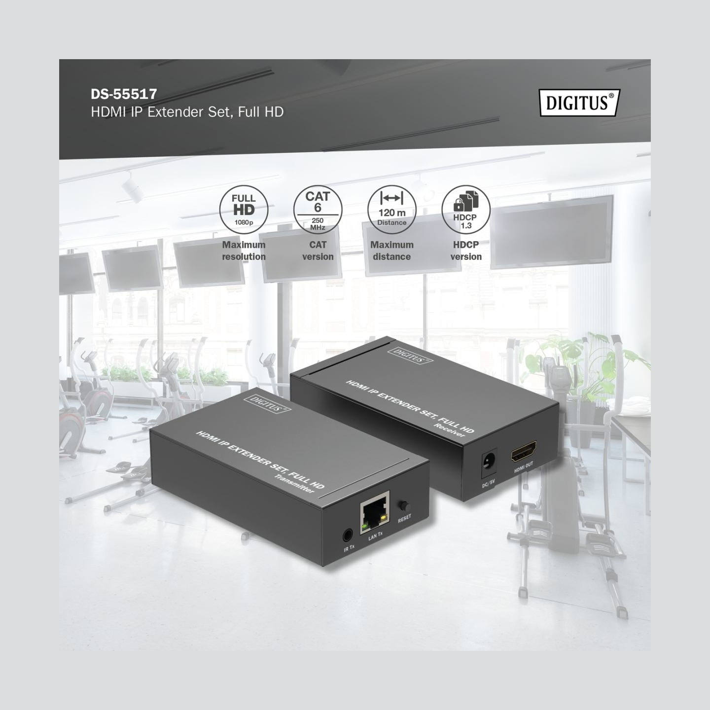 Digitus | HDMI IP Extender Set, Full HD, 120 m | DS-55517