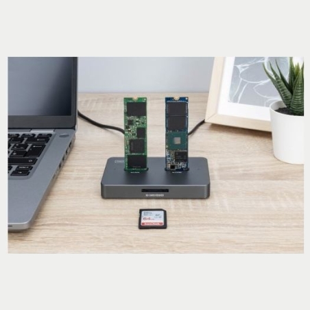 Digitus Docking Station USB-C 3.2 Gen2 for SSD M.2 Duo NVMe and SATA (max. 2x 4 TB) with SD-Express 7.1 reader (max. 2 TB), blac