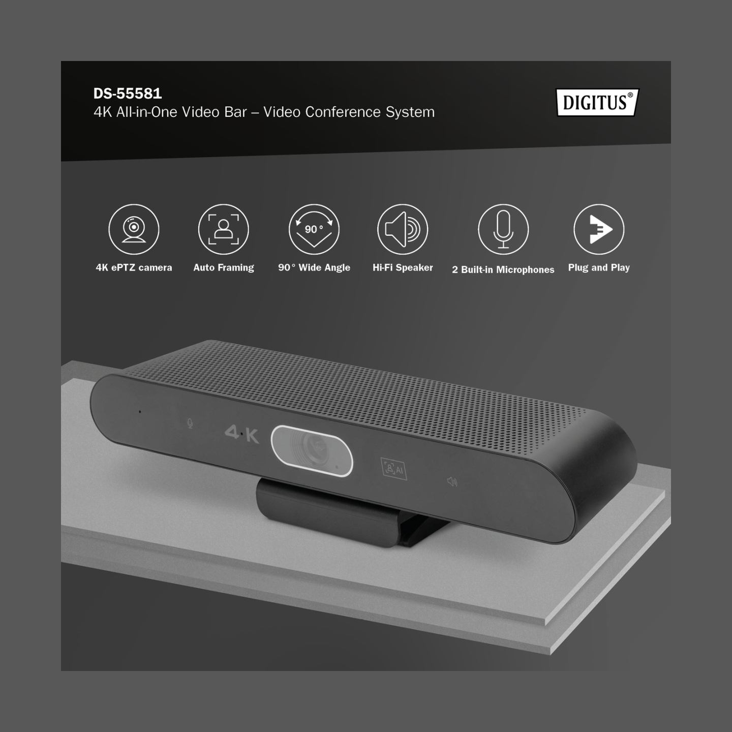 Digitus | 4K All-in-One Video Bar - Video Conference System | DS-55581