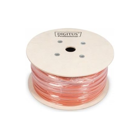 Digitus Category 7 installation data cable, S/FTP, Dca, solid conductor, AWG 23/1, LSOH, 500 m, reel, orange