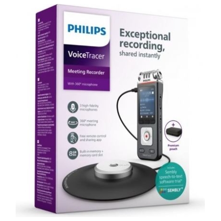 Philips Dyktafon DVT8115 Pamięć 8GB,nagrywanie 360°,microSDHC 32GB