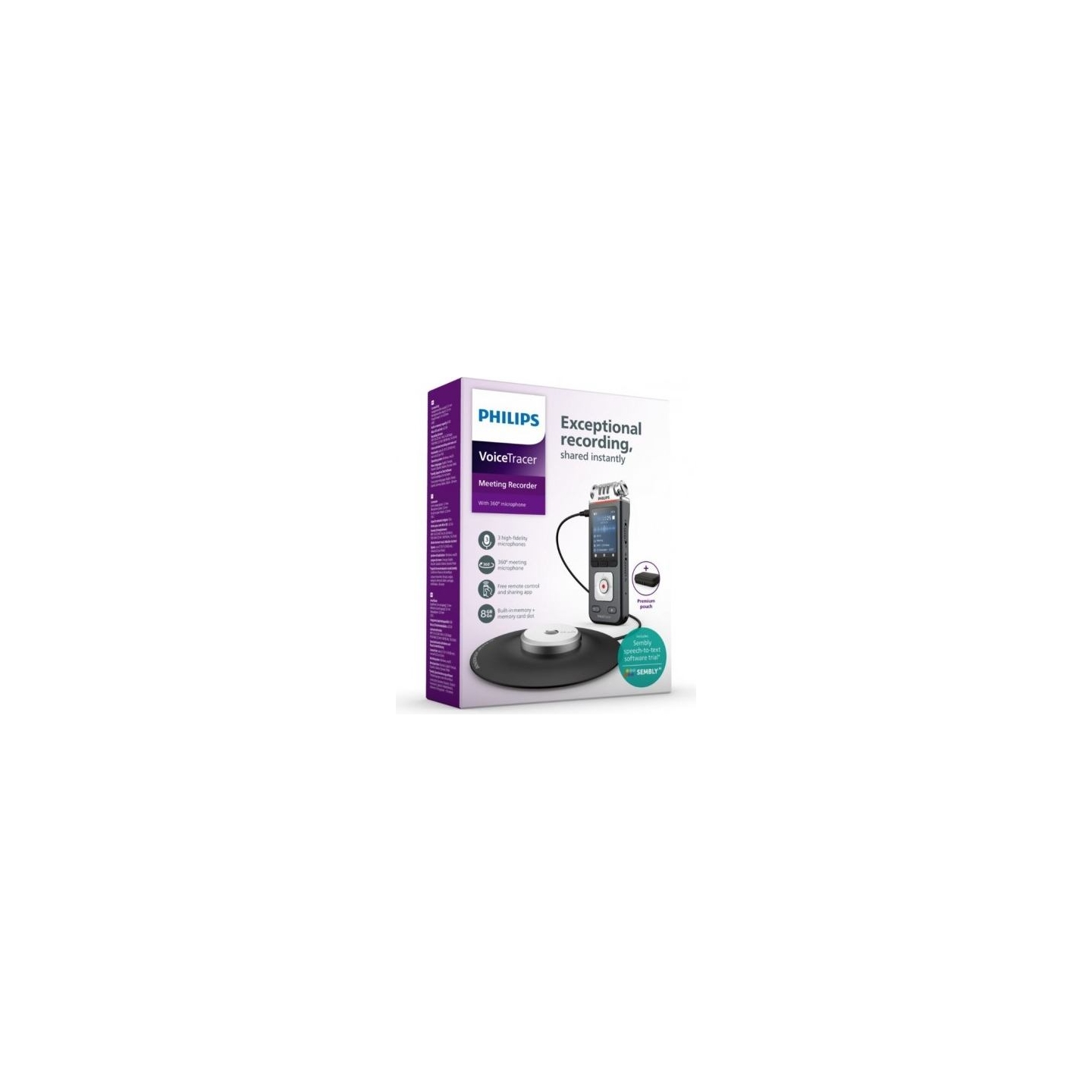 Philips Dyktafon DVT8115 Pamięć 8GB,nagrywanie 360°,microSDHC 32GB