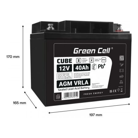 Green Cell Battery AGM VRLA 12V 40Ah IP54