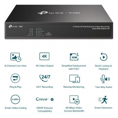 Tp-Link Video Recorder VIGI NVR1004H-4P 4 Channels