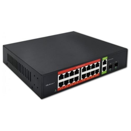 Qoltec Gigabit Ethernet SWITCH PoE 16xRJ45 2xRJ45 2xSF