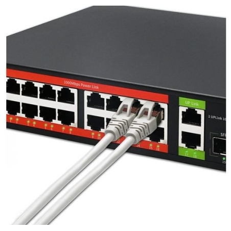 Qoltec Gigabit Ethernet SWITCH PoE 16xRJ45 2xRJ45 2xSF