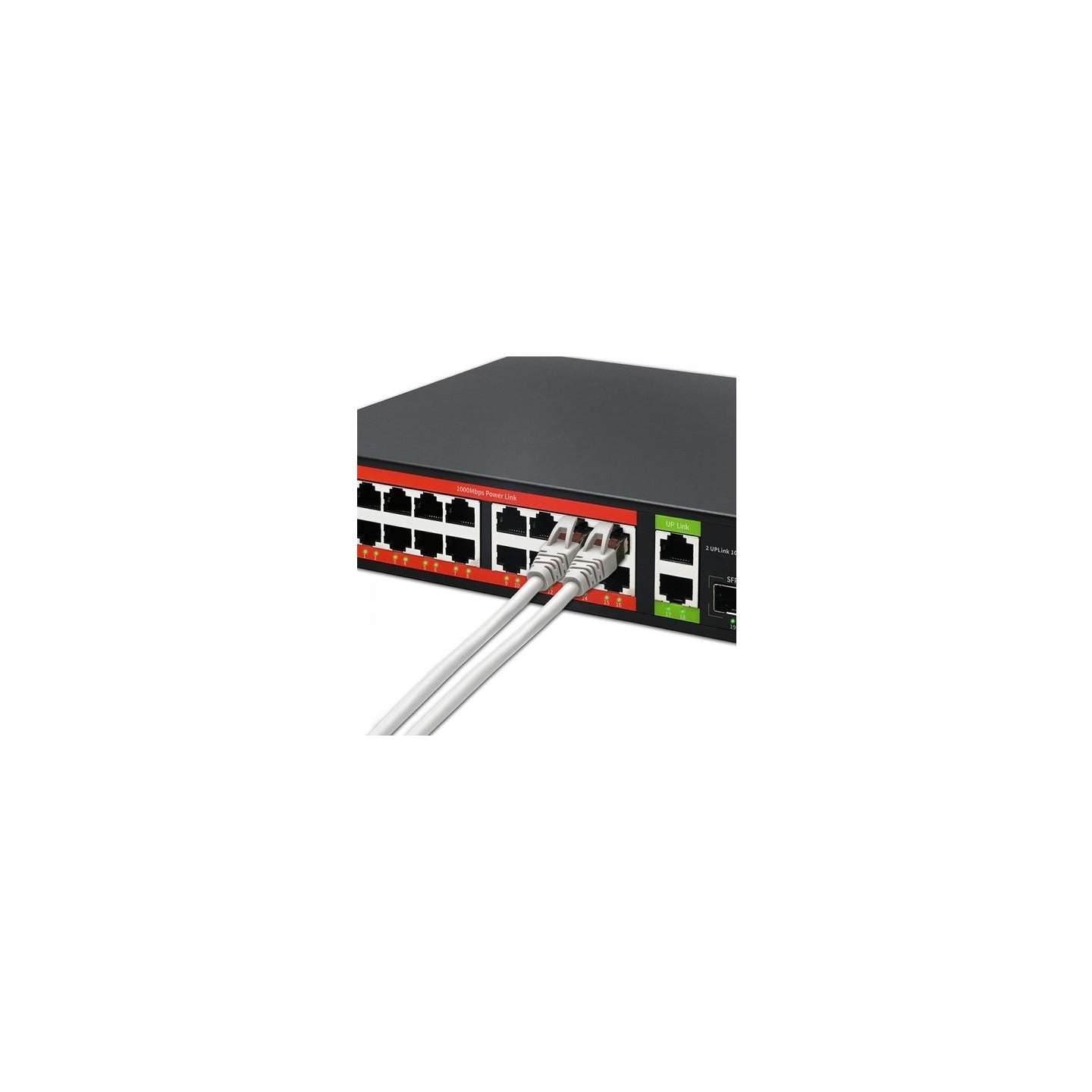 Qoltec Gigabit Ethernet SWITCH PoE 16xRJ45 2xRJ45 2xSF
