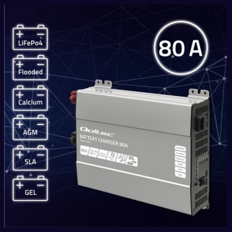 Qoltec Charger for LiFePO4 AGM GEL SLA batteries 80A