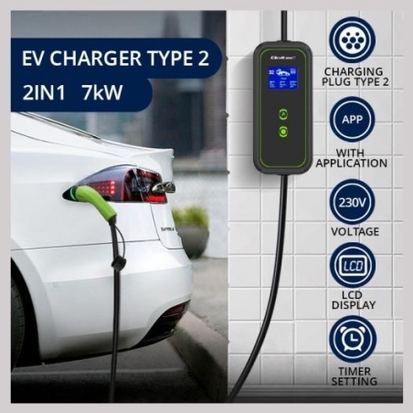 Qoltec Mobile EV charger with adjustable 2in1