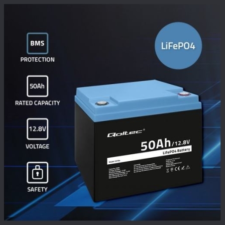 Qoltec 53704 LiFePO4 battery / 50Ah