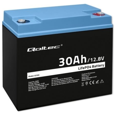 Qoltec LiFePO4 battery 12.08V, 30Ah, 384Wh, BM