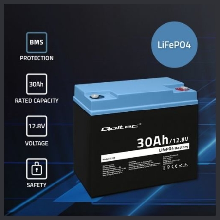 Qoltec LiFePO4 battery 12.08V, 30Ah, 384Wh, BM