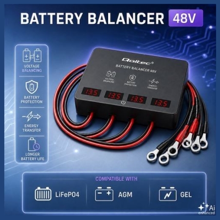 Qoltec Voltage balancer for 48V batteries 4x12V 10A LED