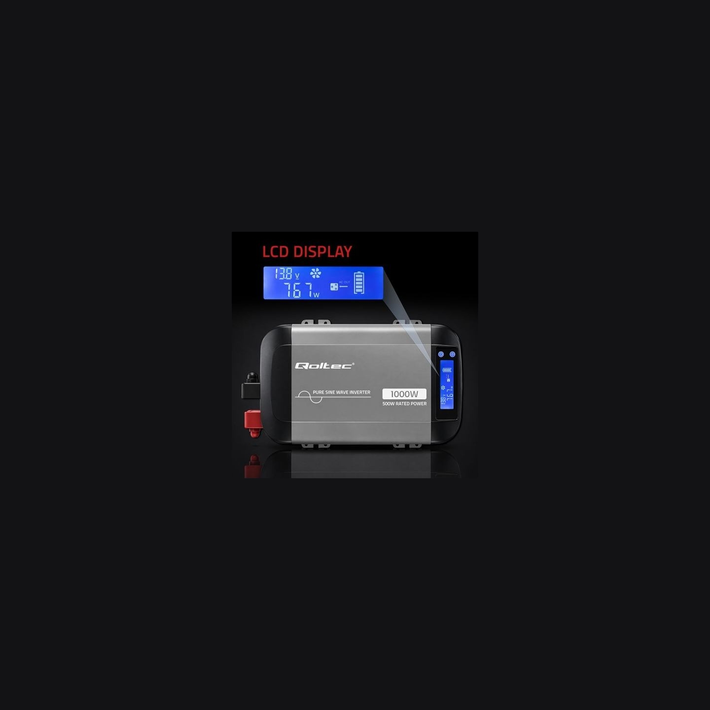 Qoltec Pure sine wave inverter 12V to 230V 500W 1000W