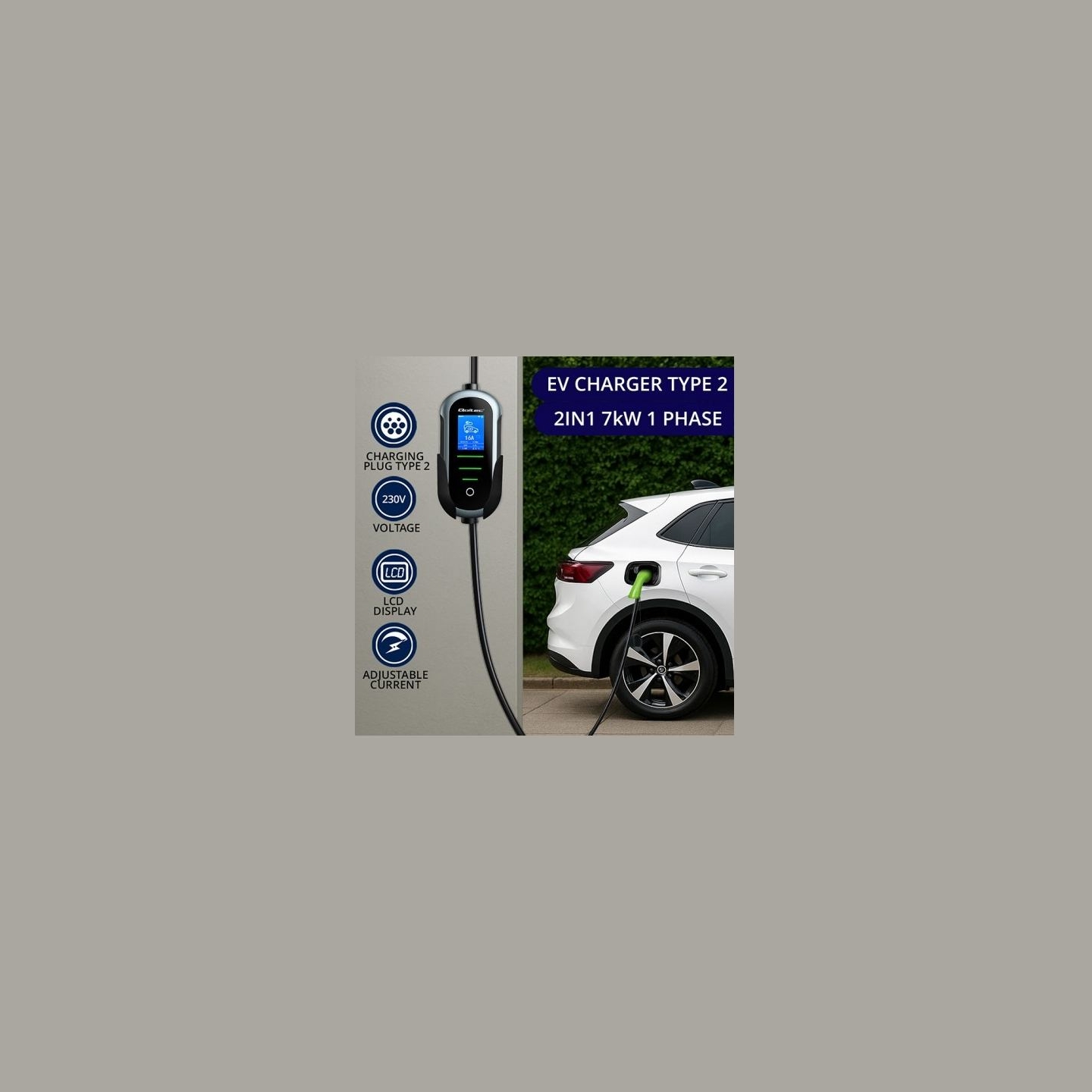 Qoltec Electric car charger 7kW 230V CEE 32A WiFi LCD 5