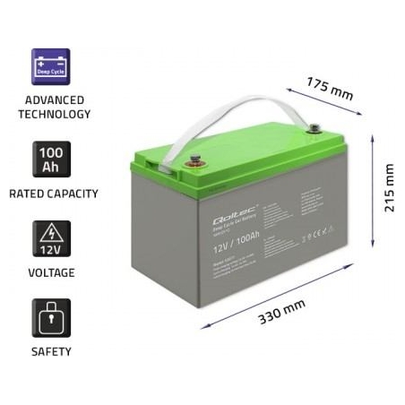 Qoltec Deep Cycle gel battery 12V, 100Ah
