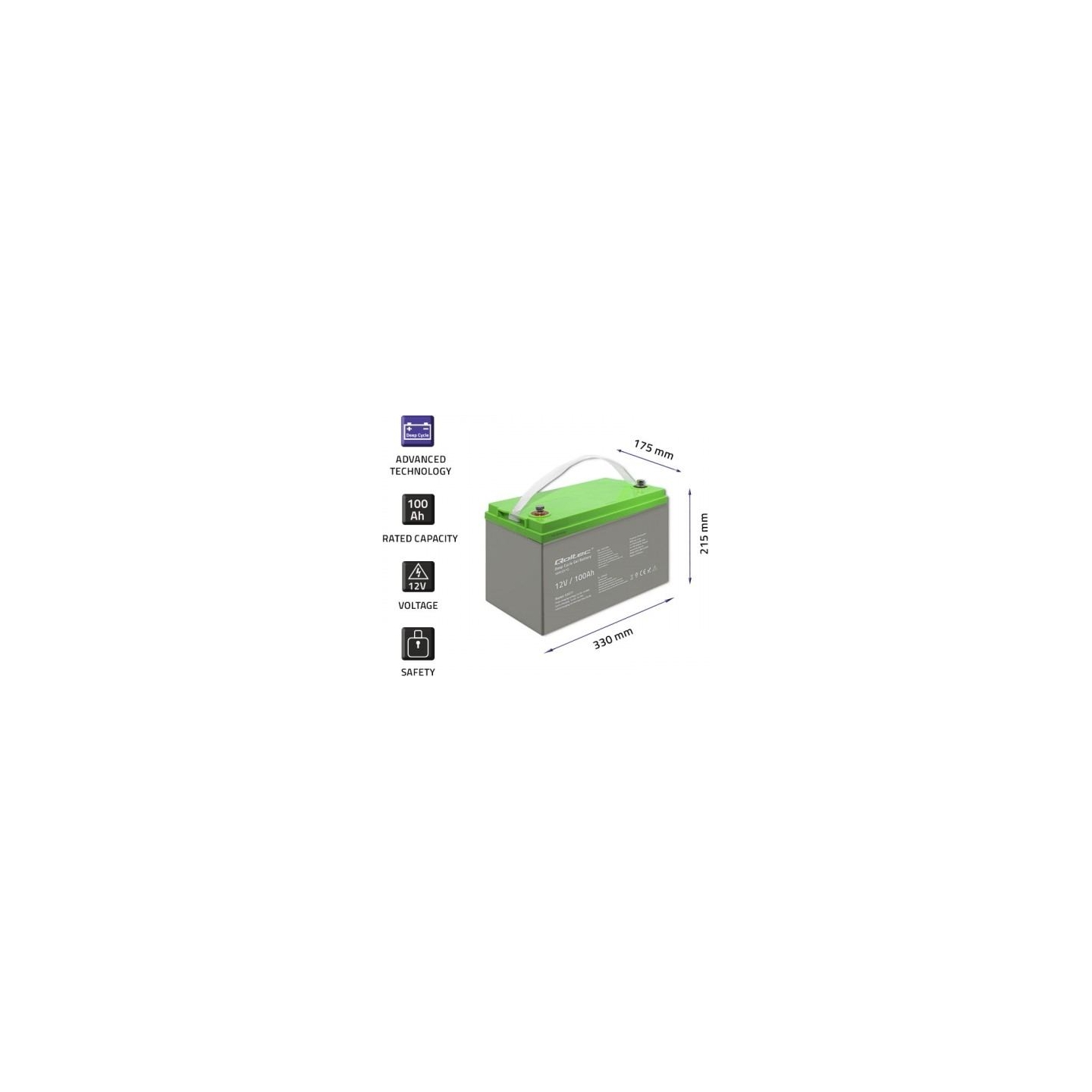 Qoltec Deep Cycle gel battery 12V, 100Ah