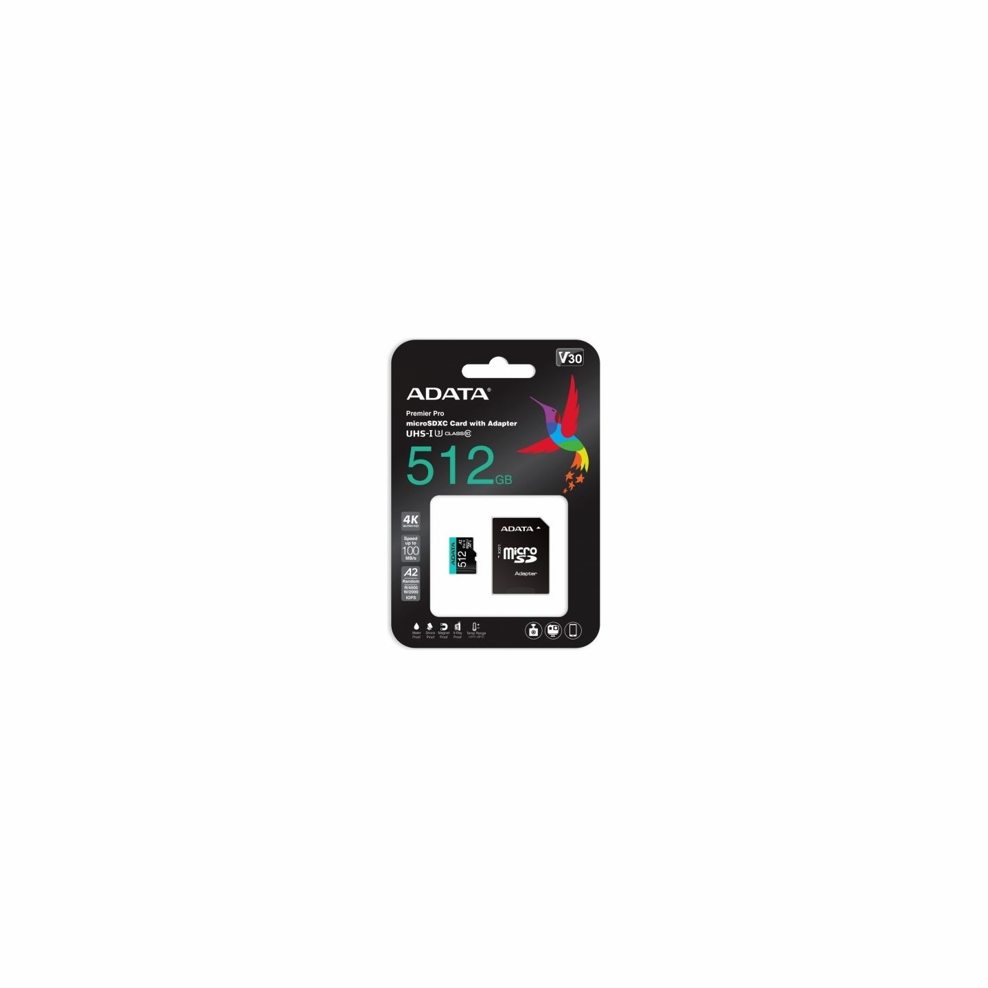 A-Data Memory card microSD Premier Pro 512 GB UHS1 U3 V30 A2 + adapter