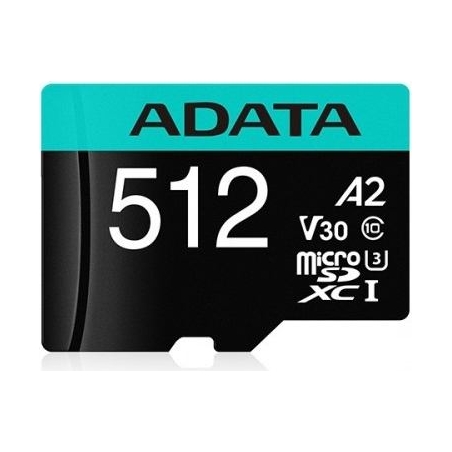 A-Data Memory card microSD Premier Pro 512 GB UHS1 U3 V30 A2 + adapter