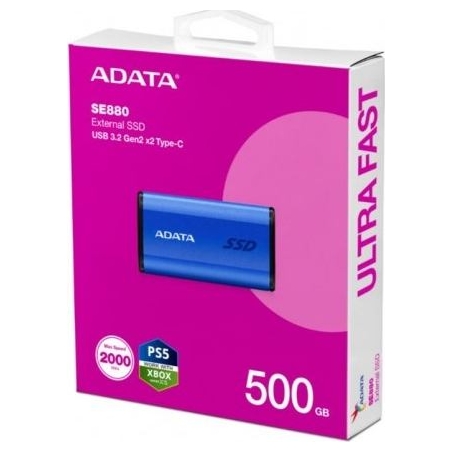 A-Data External SSD Disk SE880 500 GB USB3.2A/C Gen2x2 Blue