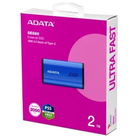 A-Data SSD External Disk SE880 2TB USB3.2A/C Gen2x2 Blue