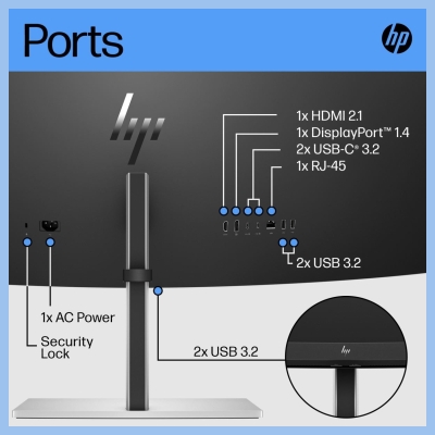HP E45c G5 5K Curved Charging Monitor - 44.5" 5120x1440 5K DQHD 400-nit 165Hz AG, Curved, VA, 2x USB-C(65W)/HDMI/DisplayPort, 4x
