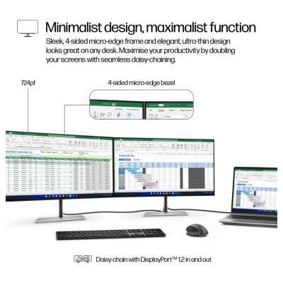 HP 724pf Series 7 Pro FHD Monitor - 23.8" 1920x1080 FHD 300-nit 100Hz AG, IPS, HDMI/DisplayPort Daisy-Chain, 4x USB-A, height ad