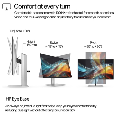 HP 724pf Series 7 Pro FHD Monitor - 23.8" 1920x1080 FHD 300-nit 100Hz AG, IPS, HDMI/DisplayPort Daisy-Chain, 4x USB-A, height ad