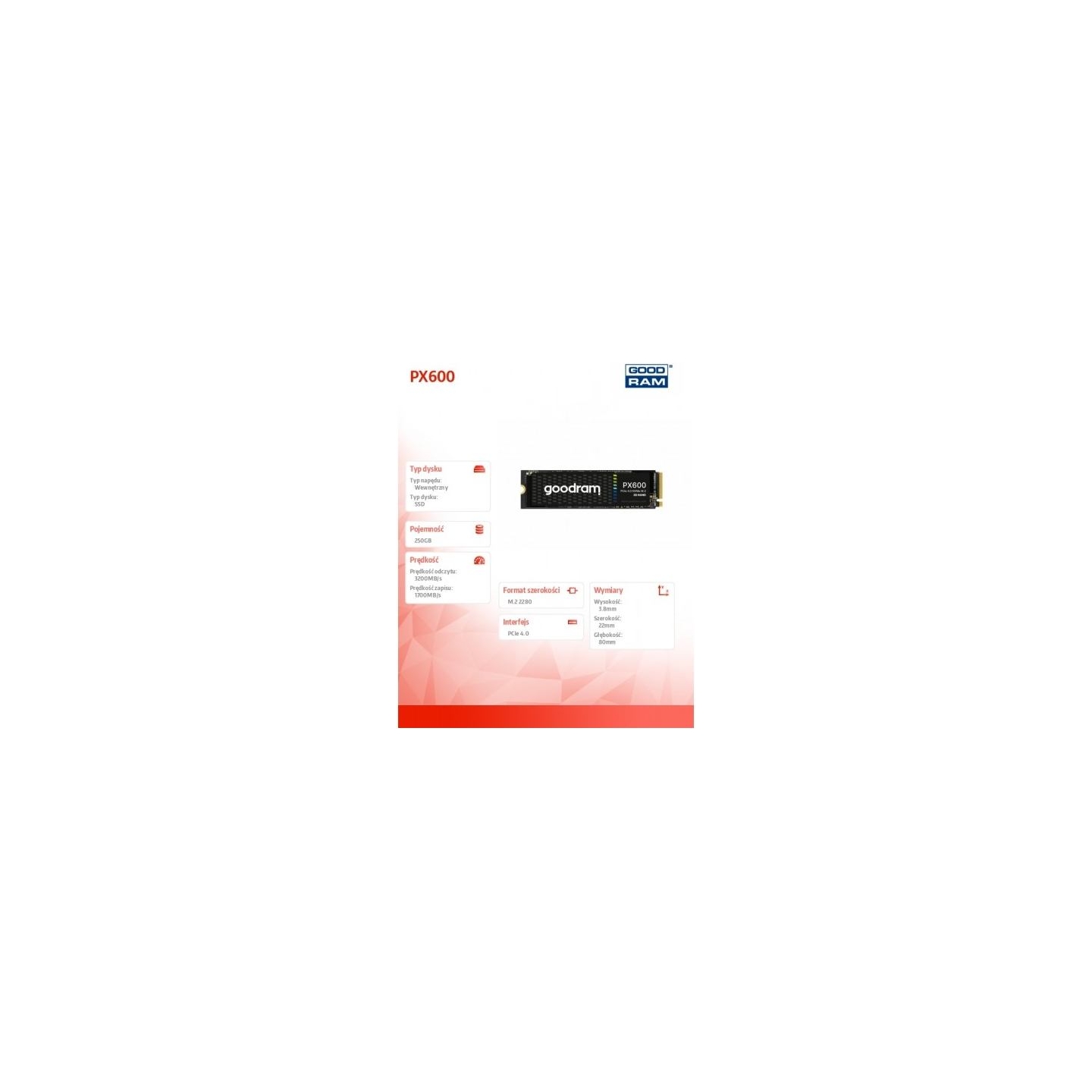 Goodram SSD PX600 250GB M.2 PCIe 4x4 NVMe 2280